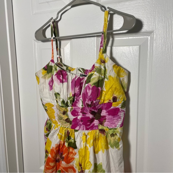 B. Smart White Colorful Floral Spaghetti Strap Dress Size 14 - Picture 2 of 6